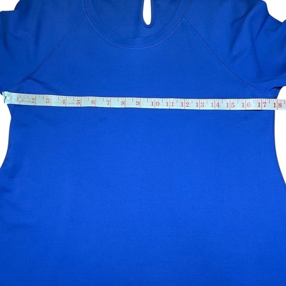 SOFT SURROUNDINGS Cobalt Blue Stretch Knit Short Sleeve Trapeze Dress US Sz L - Picture 5 of 9